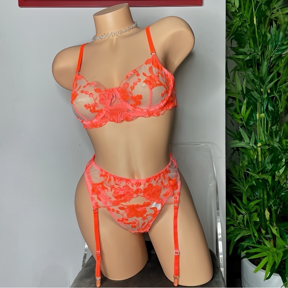 𝅺ORANGE Creamsicle 3 Piece Lingerie Set